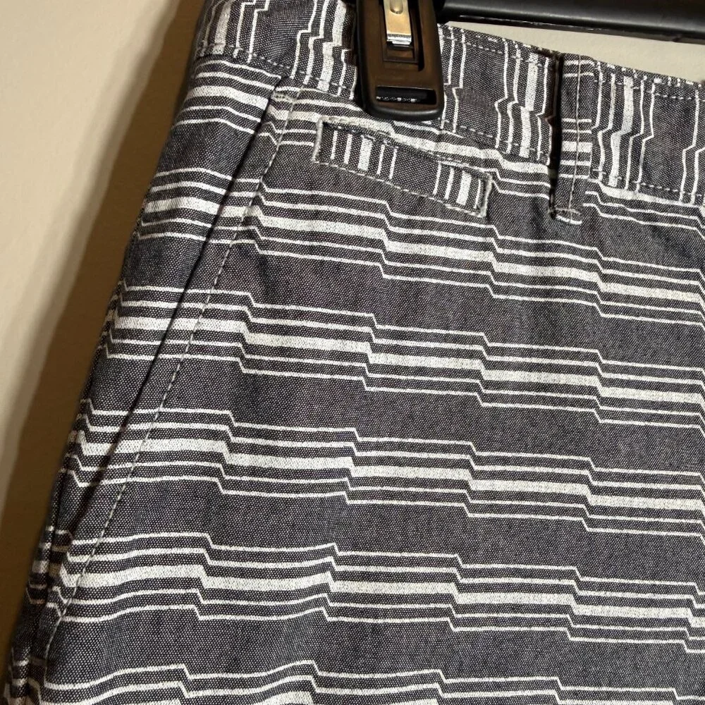 Original Penguin Striped Chino Shorts Men's 31 Gray Preppy Golf Outdoor 7.5
